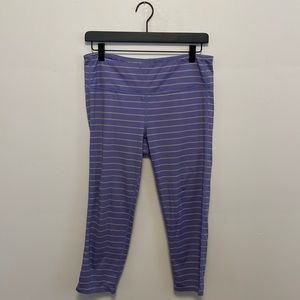 Athleta Capri Cropped Purple & Grey Striped Leggings